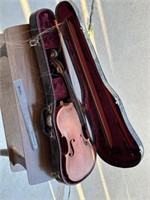 VIOLIN IN CASE, BROKEN, HARD TO READ MARKINGS