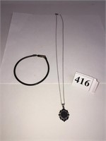 SILVER 925 PENDANT NECKLACE AND CHAIN BRACELET