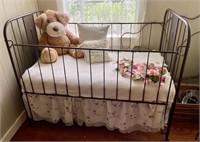 Antique Metal Baby Crib Bed with Mattress Only.