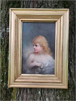"Victorian Girl" Oil on Board by D. M. Carter