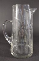Hawkes Signed Etched Crystal Art Glass Pitcher