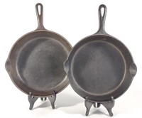 (2) Griswold #9 & #8 Cast Iron Skillets