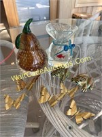 Trinkets.:  Brass Butterflies, Frogs, Goldfish In