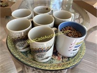 Set Of Matching Coffee Cups, W/ Extra One & Budwei