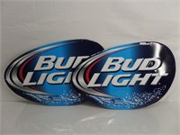 Lot (2) Bud Light Beer Metal Signs
