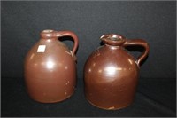 2pc Brown Slipware Pottery Jugs