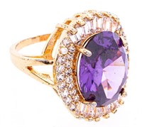 Bangkok - Hand Made Ring, Oval Amethyst w/Swarovsk