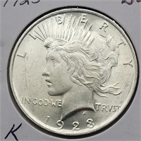 1923 PEACE SILVER DOLLAR BU