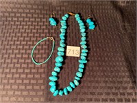 Turquoise Necklace Earrings & Bracelet