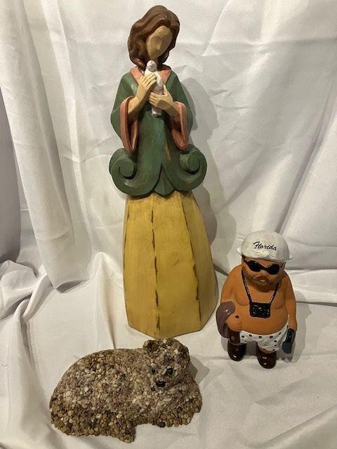 Vintage Decor Angel Man Stone Cat