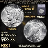 ***Auction Highlight*** 1924-s Peace Dollar $1 Gra