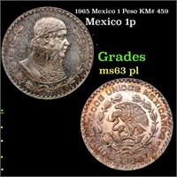 1965 Mexico 1 Peso KM# 459 Grades Select Unc PL