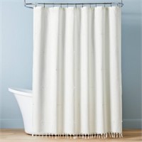 Knotted Fringe Woven Shower Curtain - Magnolia