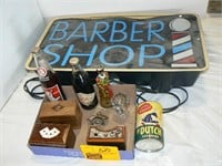 BARBER SHOP PLASTIC LIGHTED SIGN, FLAT WITH