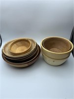 (9) hand carved wooden bowls