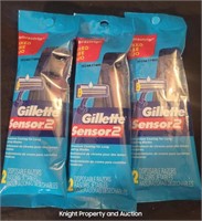 3 Gillette Sensor2 Razors 2 per package