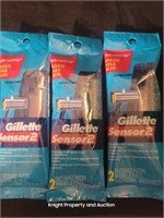 3 Gillette Sensor2 Razors 2 per package