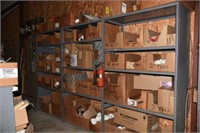 (3) Shelving units full of large size PVC fittings