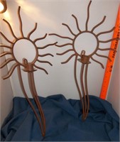Metal Sun Southwest Wall Candle Holders