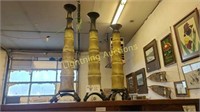 "RUSTIC" METAL AND GLASS DECORATIVE CANDLESTICKS