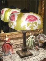Antique Lamp with Hand Painted Cameo Glass Shade