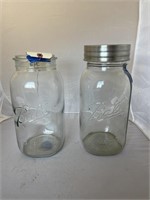 2 Large Jars w/1 Lid