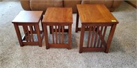 Mission style nesting tables, 3 piece set