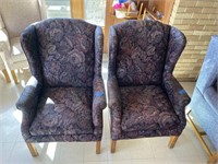 2- Floral Pattern Winged Chairs