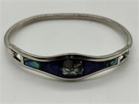 Vintage Alpaca Gemstone Inlay Clasp Bracelet