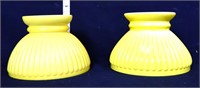 Lot of 2 vintage yellow/white glass lamp shades
