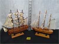 2 British wood model sailing ship boats