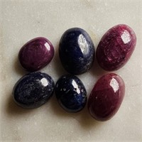 46.50 ct Cabochon Ruby and Blue Sapphire Gemstones