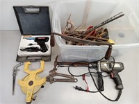 Tools, amber drill, soldering iron, C clamps,
