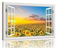 Sunflower Wall Art Decor for Living Room Window