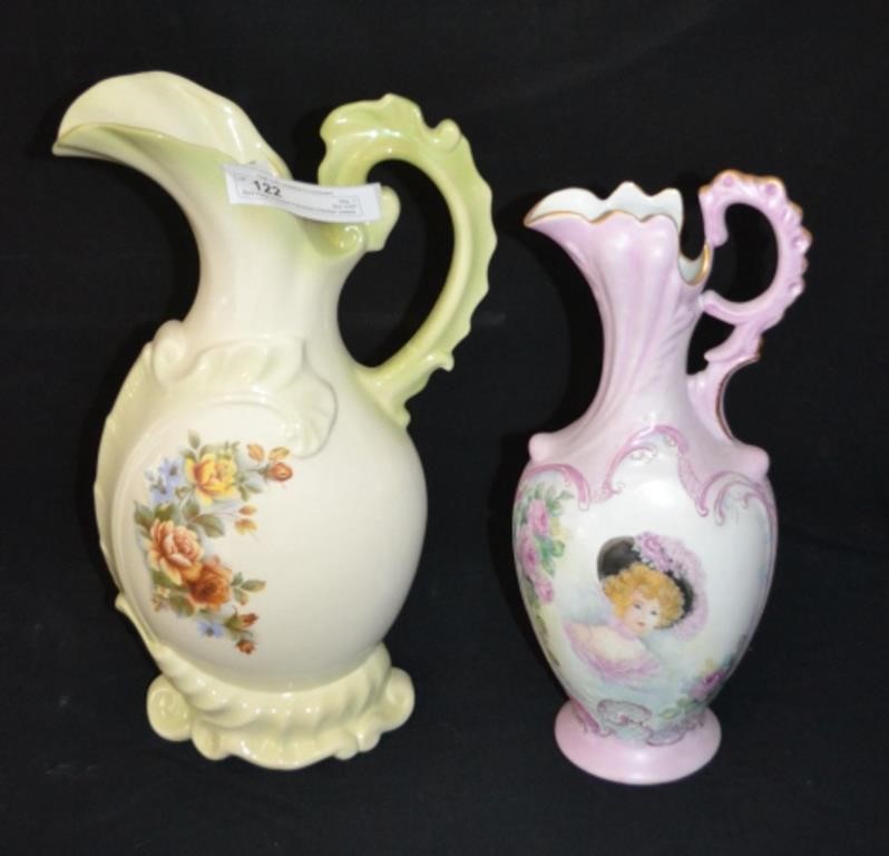 2pcs Hand Painted Porcelain Pitcher Vases