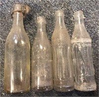 VTG Lot of 4 Marked Clear Glass Bottles