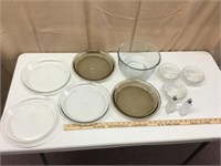 Mixing bowl, pie plates, salt and pepper,bowls