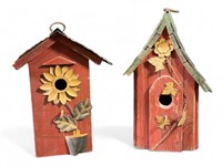 Two wooden bird houses
