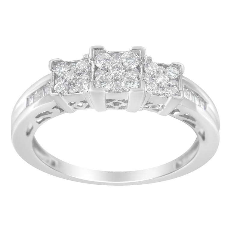 10k Gold .51ct Diamond 3-stone Design Ring