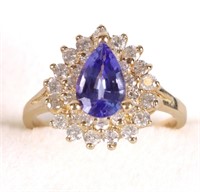 ~.80CT TANZANITE & .70CTW DIAMOND RING 14K GOLD