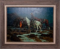 Art Original Oil ‘Visitors’ by Harold Lloyd Lyon