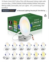 12 Pack 4 Inch 5CCT Ultra-Thin LED Recessed