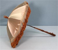 Fine Victorian Child's Parasol w/ Carved Handle