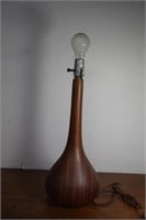 Vtg. MCM Scandinavian Solid Wood Lamp 18"
