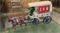 Vintage Cast Iron Horse Drawn ICE Wagon