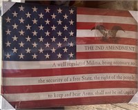Canvas of the American Flag w/ The 2nd Amendment