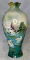 RS Prussia Swan and Boat Scene 6.5" Vase