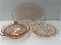 Pink Depression Glass - Covered Bowl (Mayfair