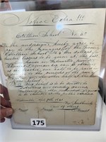 1841 School Notice w Beautiful Hand Writing