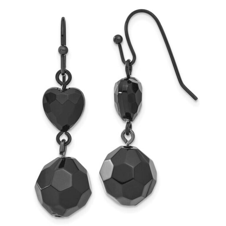 Black-plated Jet Black Acrylic Earring